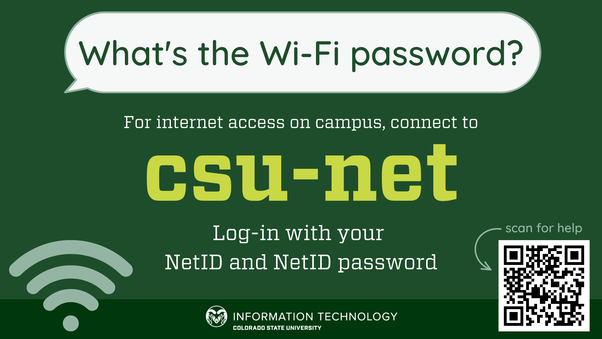 green background with wi-fi information
